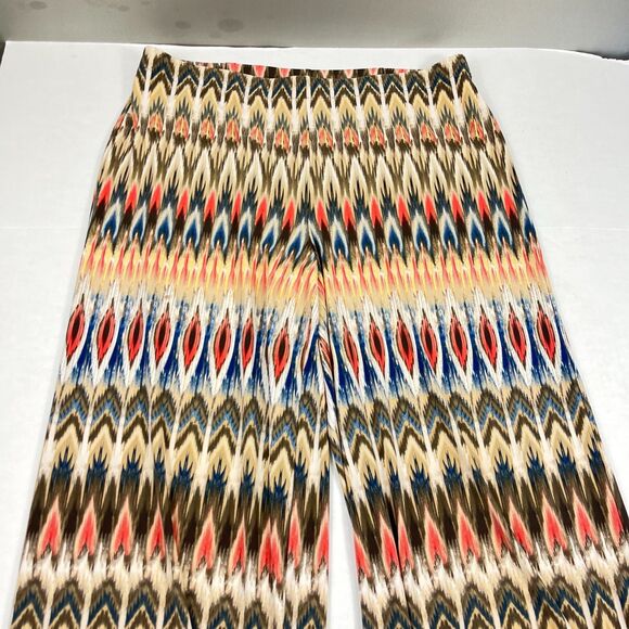 Chicos Palazzo Pull On Lounge Pants Abstract Ikat Print Flowy Stretchy 2 LARGE - Picture 3 of 12